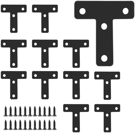 12 db 1.96″ x 1.96″ T-alakú lapos sarkaló tartók, javító lemezek sarkaló tartók csavarokkal, fekete  |  Tartók és gerendakampók Tartók és gerendakampók Tartók és gerendakampók