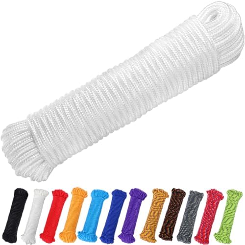 90 Ft 1/4 Inch (7Mm) Nylon Poli Kötél Zászlórúd Polipropilén Ruhakötél Kemping Használati Cikk Jó Kötésre Húzásra Lengésre Mászásra Csomóra (Fehér)  |  Sátrak és rögzítők Sátrak és rögzítők Sátrak és rögzítők