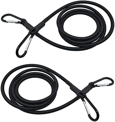 Bungee Kábelek Karabiner Horoggal, Zese 2-Darabos Fekete Extra Erős Bungee Pántok 24″ Nehéz Teherbírású Rugalmas Kötöző Pántok Sátrakhoz, Teherhez, Kajakhoz, Biciklikhez, Kötélkötéshez, Ponyvához, Poggyászhoz  |  Sátrak és rögzítők Sátrak és rögzítők Sátrak és rögzítők