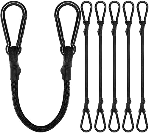 Bungee Kötél Karabinerrel, 30 cm Hosszú Nehéz Teherbírású Bungee Kötél Karabiner Klipszel Kültéri Használatra, 1/3 Inch Fekete Extra Erős Rugalmas Kötél Karabiner Horgokkal Kempingezéshez, Ponyvákhoz, Bicikli Tartóhoz, Sátrakhoz, 6 Darabos Csomag  |  Sátrak és rögzítők Sátrak és rögzítők Sátrak és rögzítők