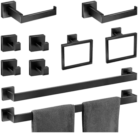 Fürdőszoba Kiegészítő Szett 1 Darab Matt Fekete Törölközőtartó Szett 24 Inch, Törölközőtartó Gyűrűk Rozsdamentes Acél Fürdő Kabát Akasztók Fali WC Papír Tartó  |  Fürdőszobai hardver Fürdőszobai hardver Fürdőszobai hardver