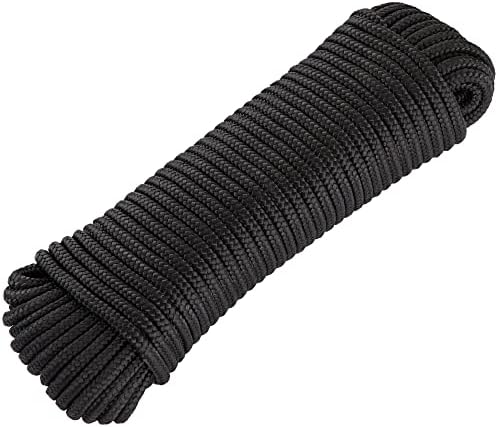 Nylon Kötél, Paracord 550 Kiválóan Alkalmas Kempingezéshez, Túrázáshoz és Használati Célokra, Jó Ruhaszárítóhoz, Kötözéshez, Húzáshoz, Lengéshez és Még Többhez – 1/4 Hüvelyk x 50 Ft. Fekete  |  Sátrak és rögzítők Sátrak és rögzítők Sátrak és rögzítők